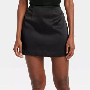 NWT A New Day Mini Satin Party Skirt Black - Size 2